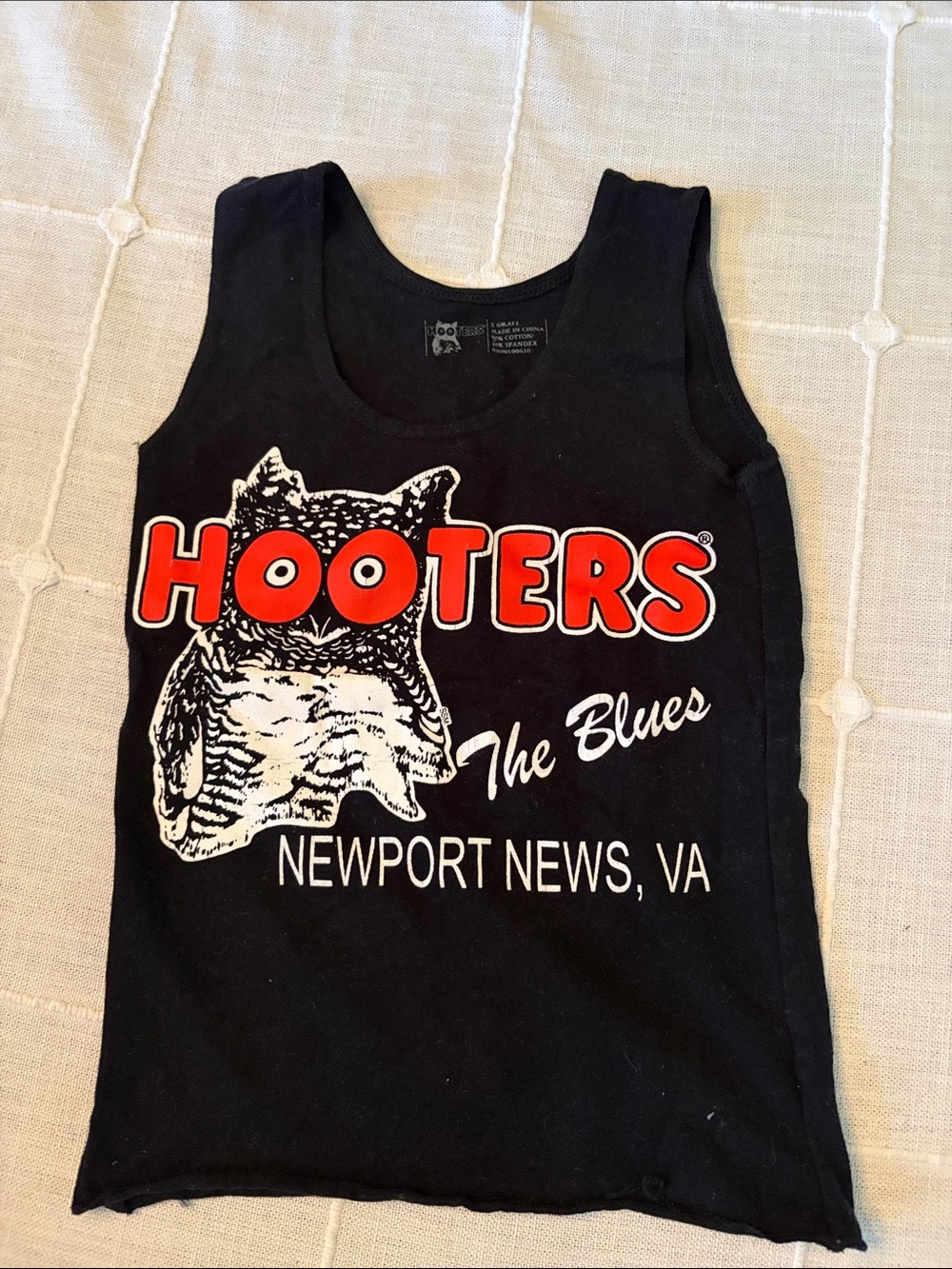 Hooters Black Tank with Red Logo and White Owl Graphic
